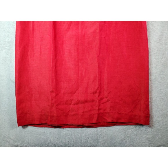 ISC Tank Dress Women Size Large Red Silk Sleeveless Round Neck Lined Back Zipper - Picture 3 of 8